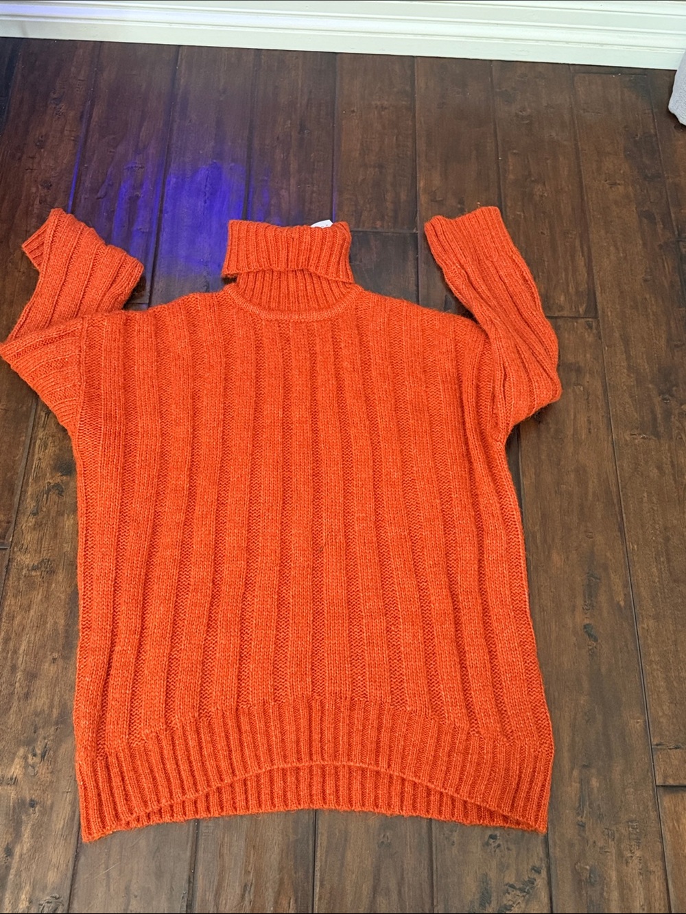 Topshop Orange Ribbed Turtleneck Sweater